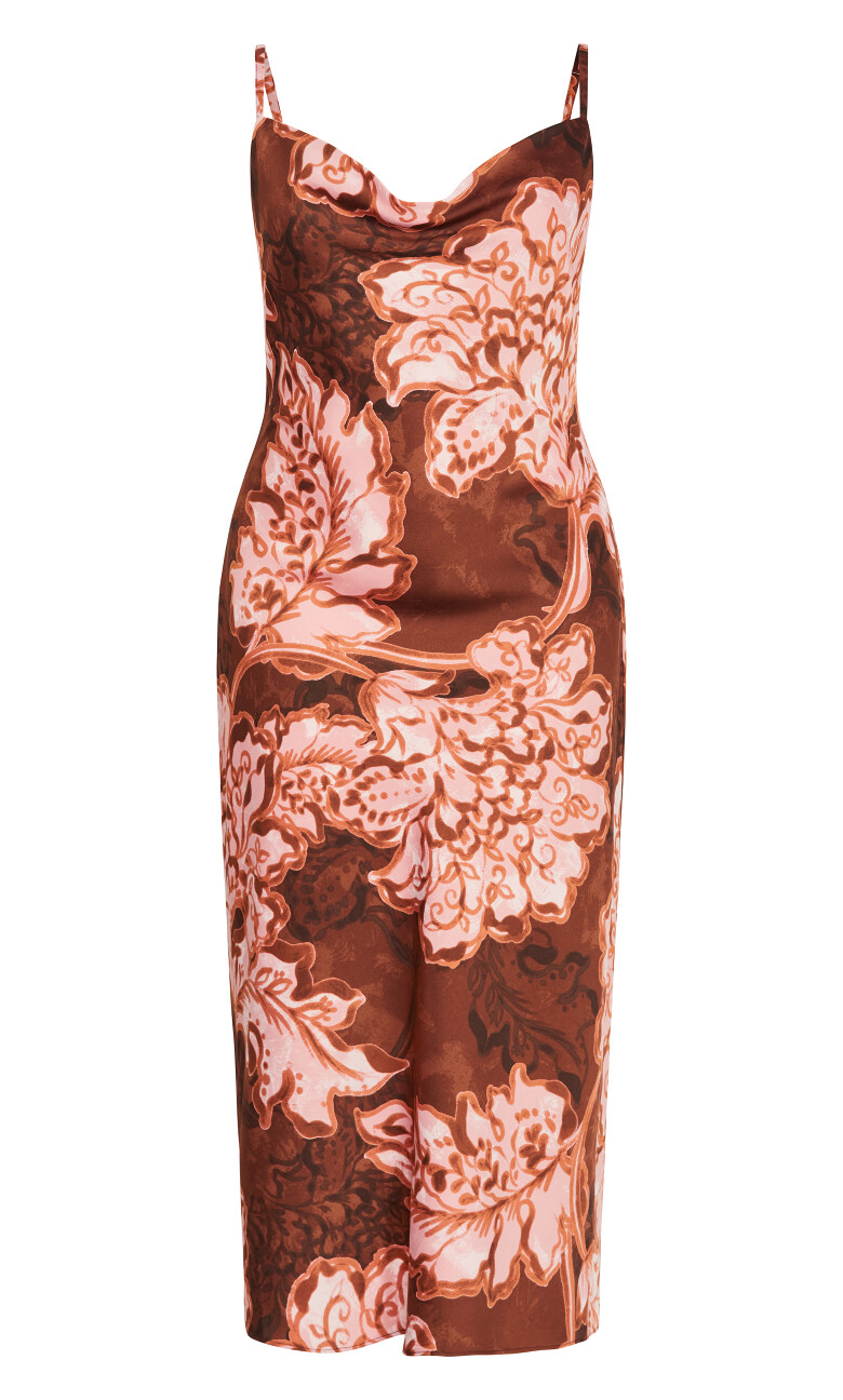 Winter Floral Dress - copper
