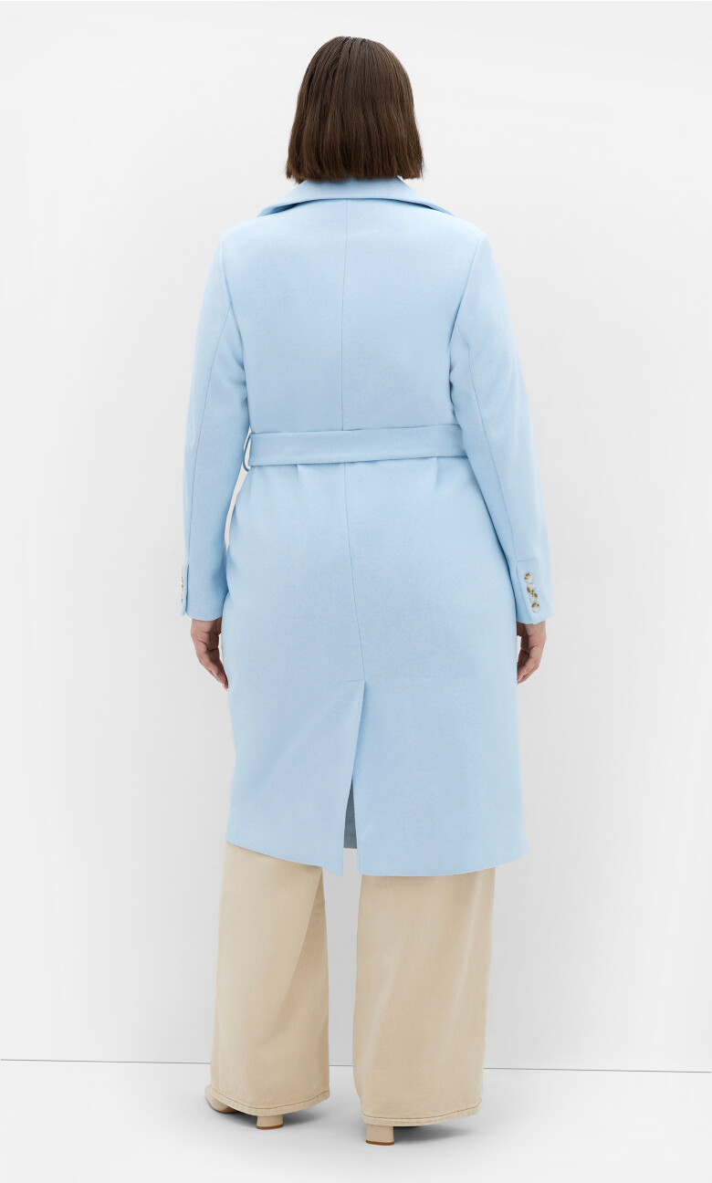Riley Row Belted Coat - powder blue