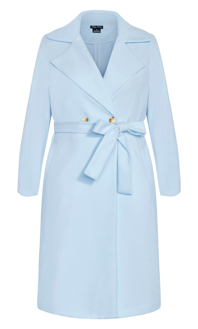 Riley Row Belted Coat - powder blue