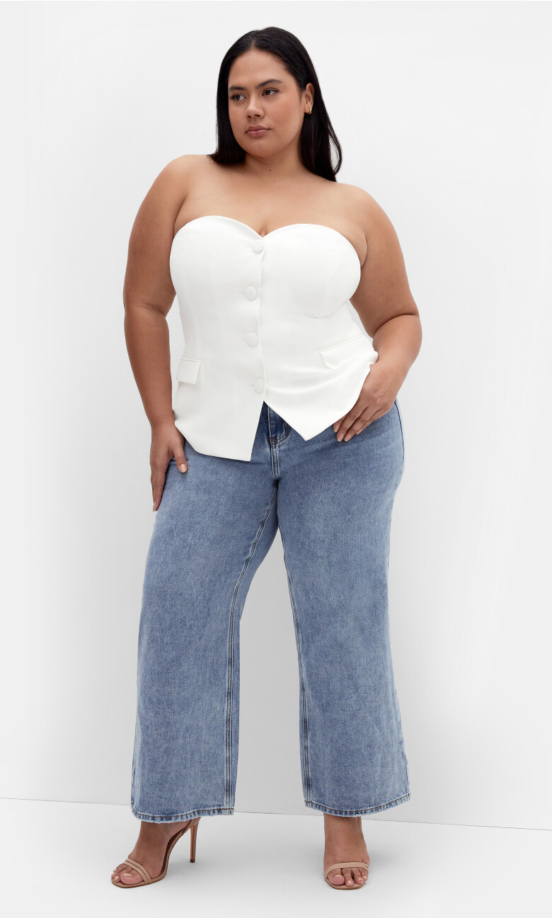 Harley Fit Hallie Wide Leg Jean - mid wash