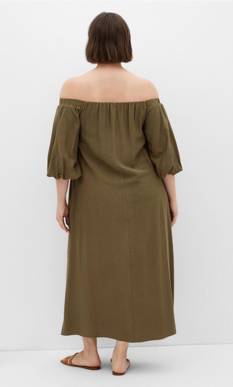 Layla Off Shoulder Maxi Dress - khaki