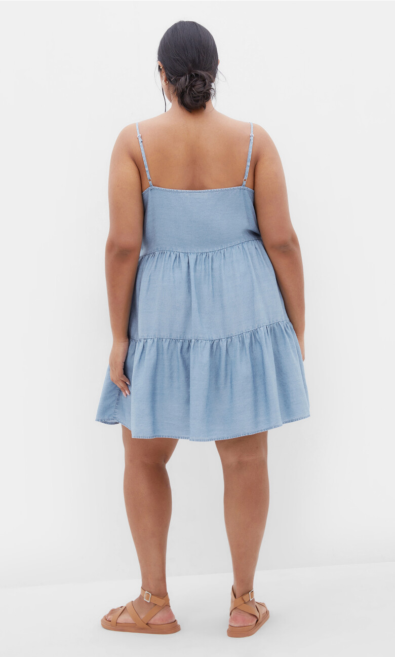 Sweet Tiers Mini Dress - light denim