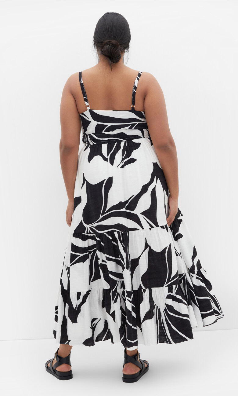 Kehlani Print Tier Maxi Dress - black