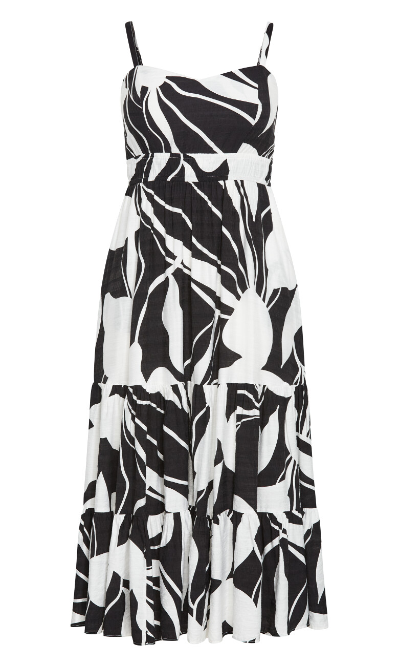 Kehlani Print Tier Maxi Dress - black