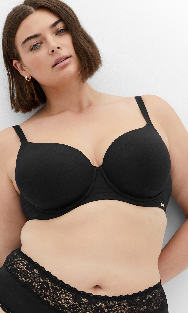 Smooth & Chic Cotton T-Shirt Bra - black