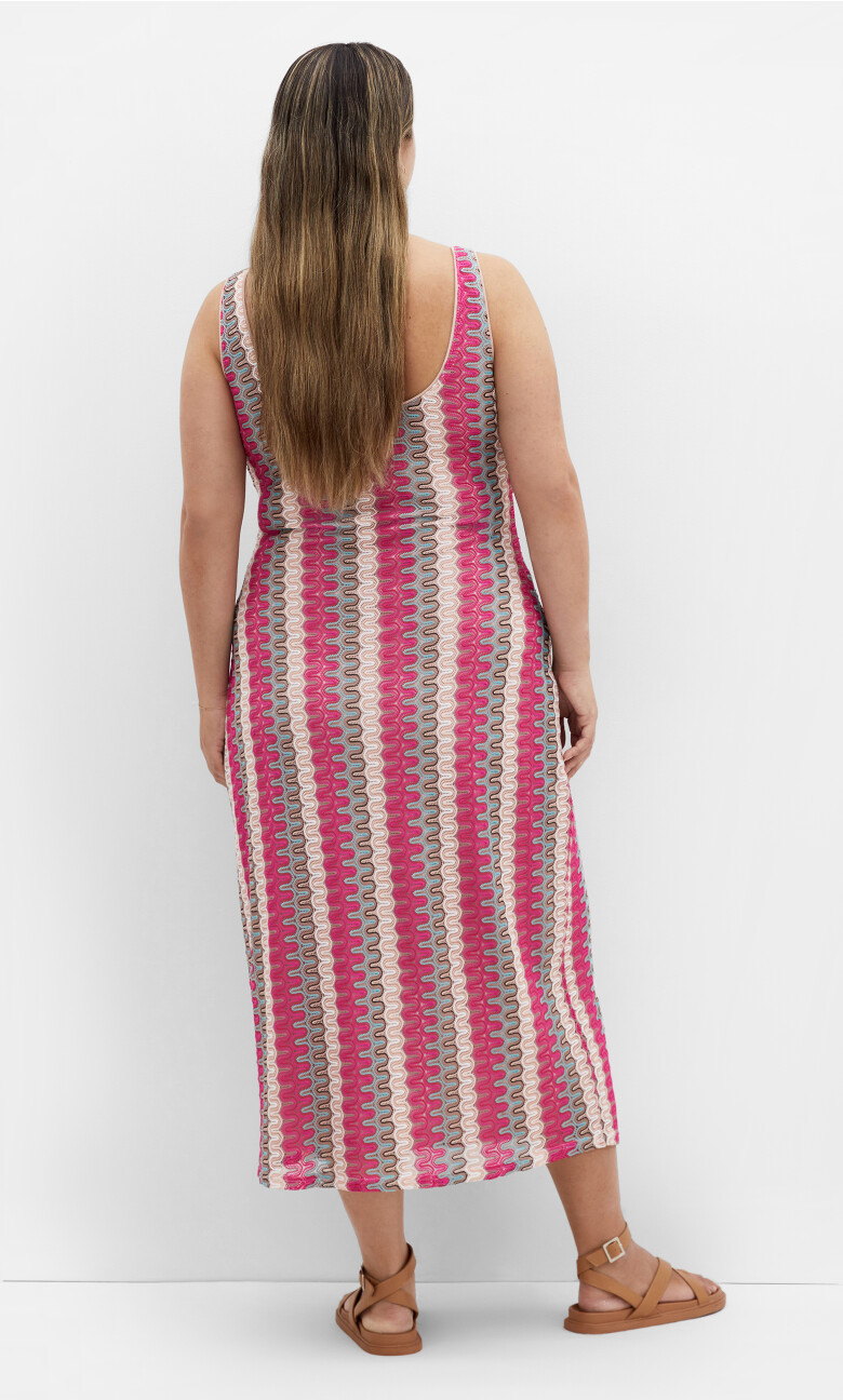 Leilani Stripe Scoop Neck Dress - pink