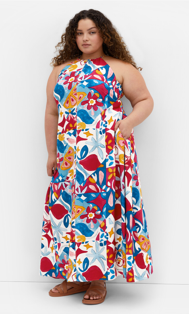 Mosaic Halter Maxi Dress - print