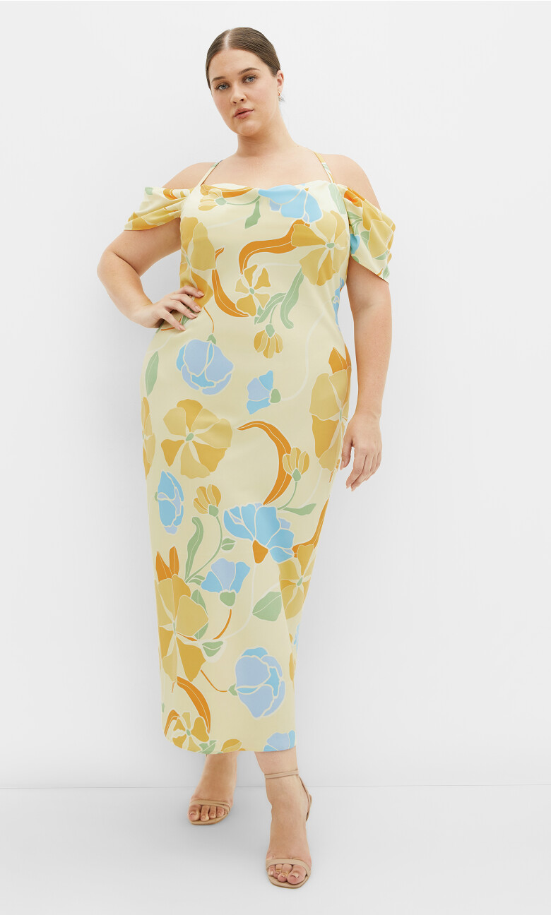 Cady Print Slip Dress - yellow