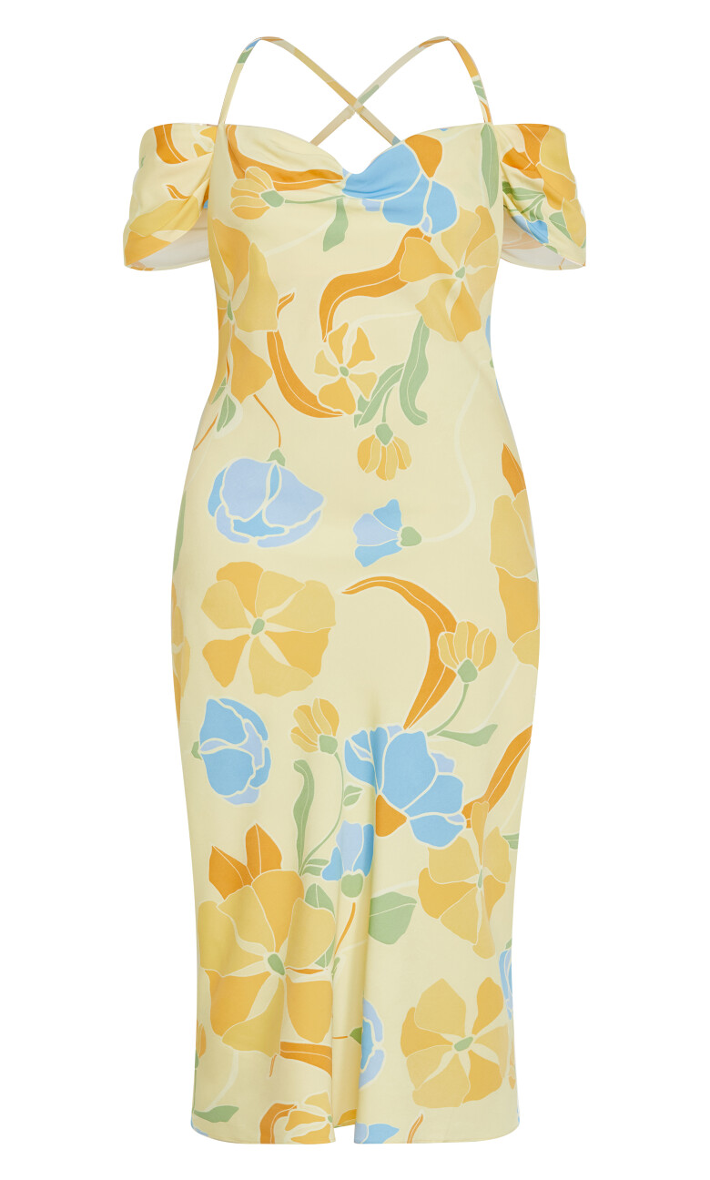 Cady Print Slip Dress - yellow