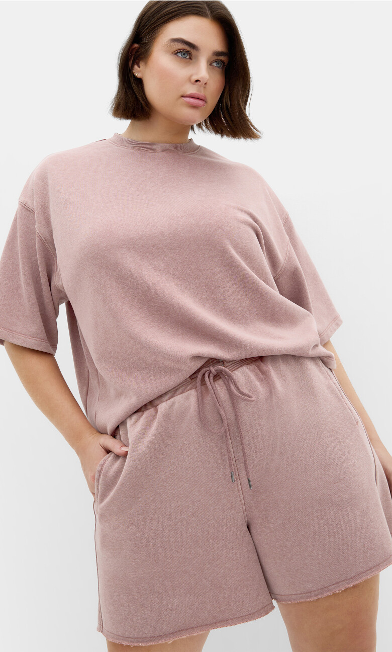 Plus Size Terry Relaxed Short - Pink Marle (UPDATED)