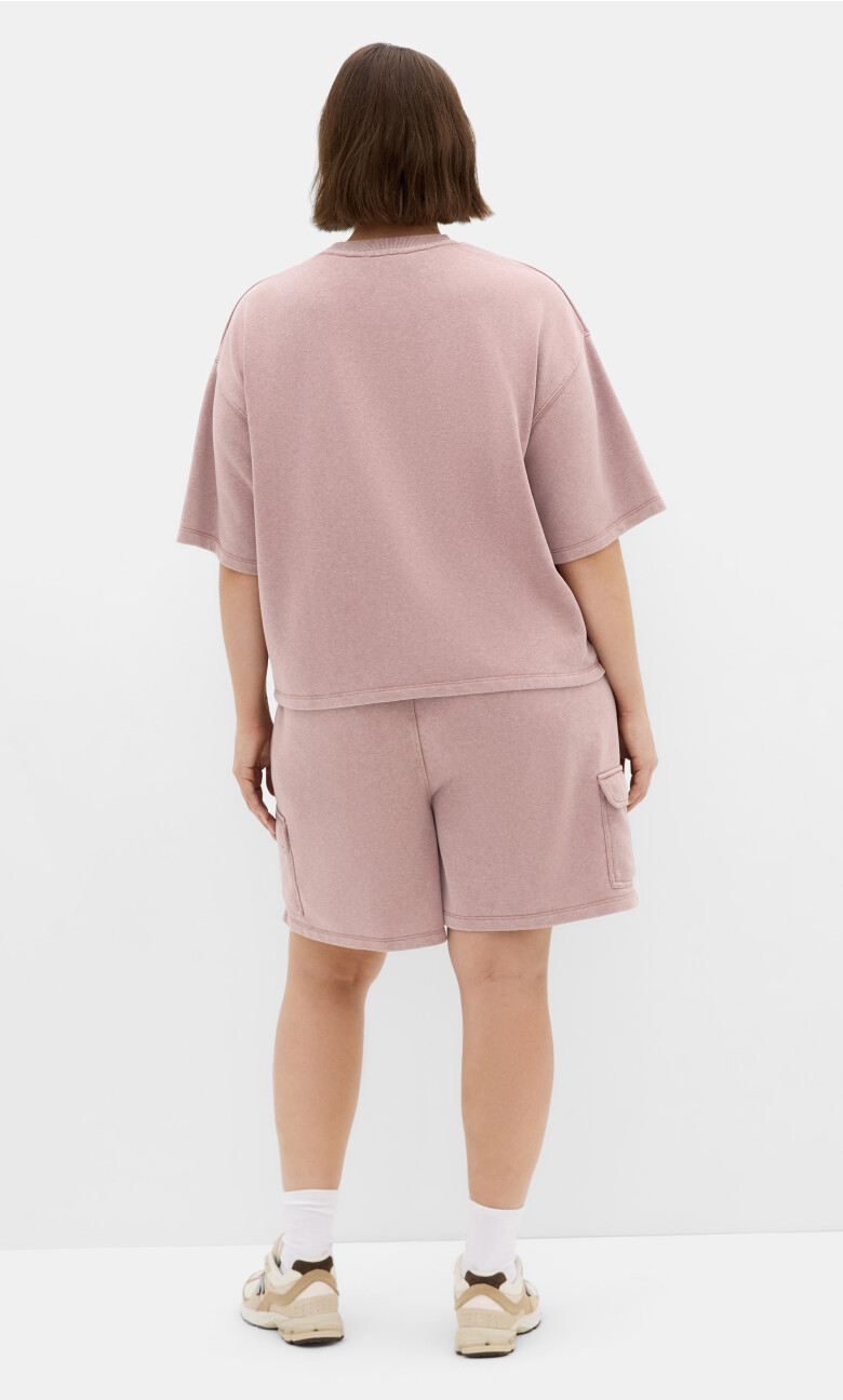 Terry Relaxed Longline Short - pink marle