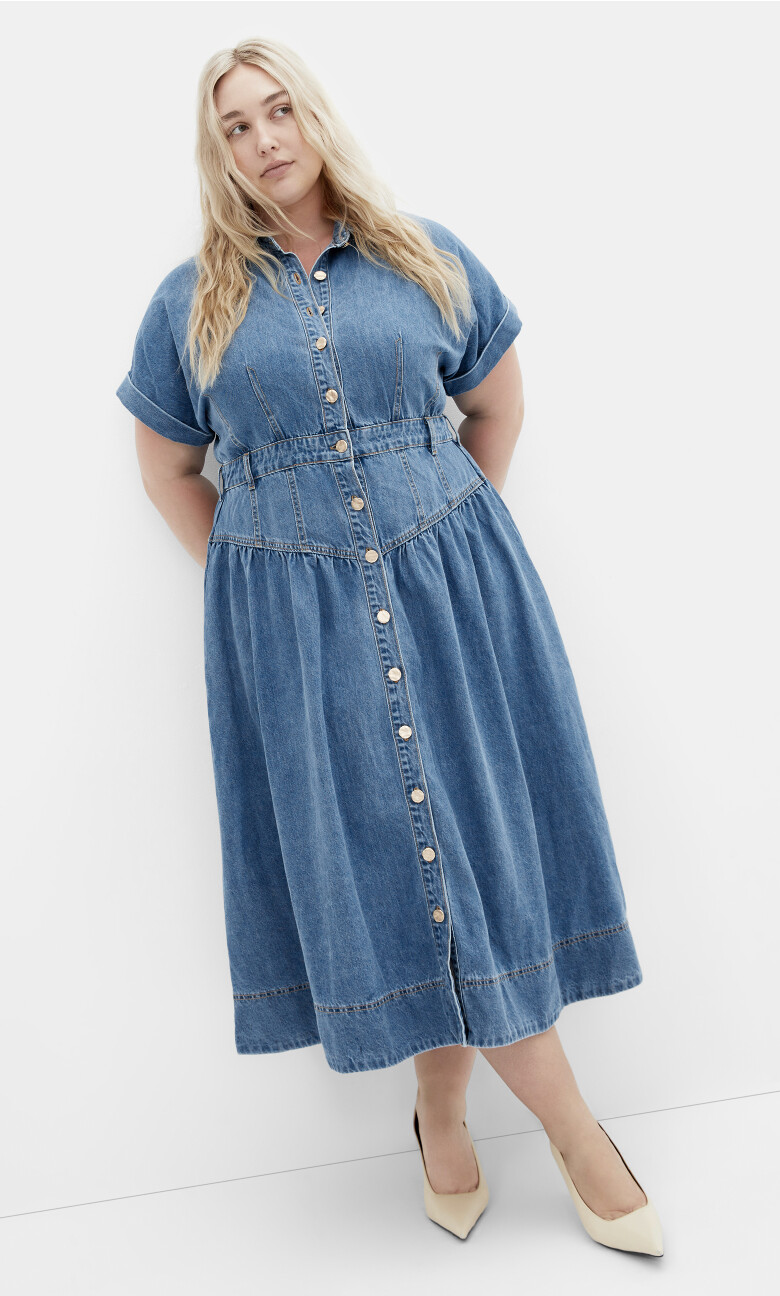 Plus Size Dress Denim Ari - Light Wash