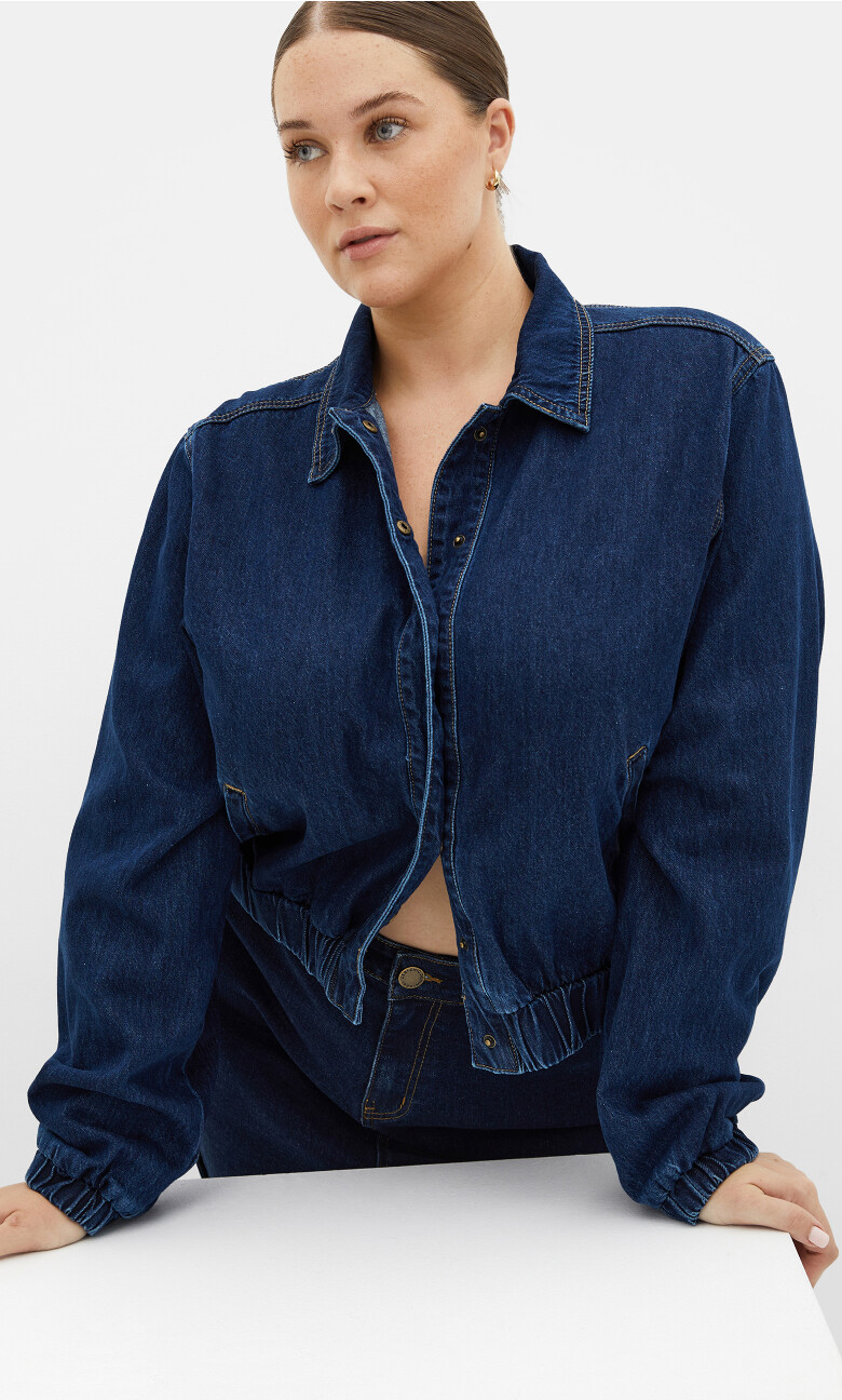 UPDATED Plus Size Bria Denim Jacket - Dark Denim