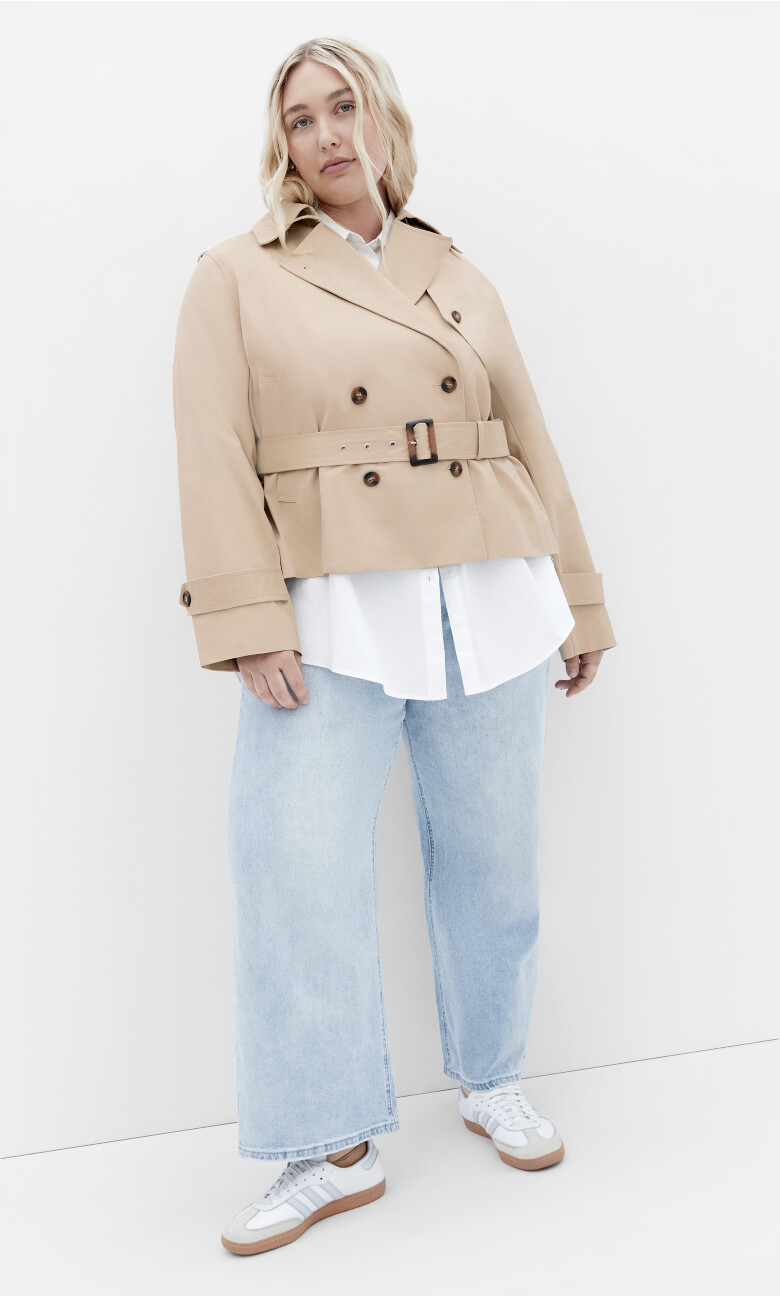 Plus Size Leah Crop Trench - taupe