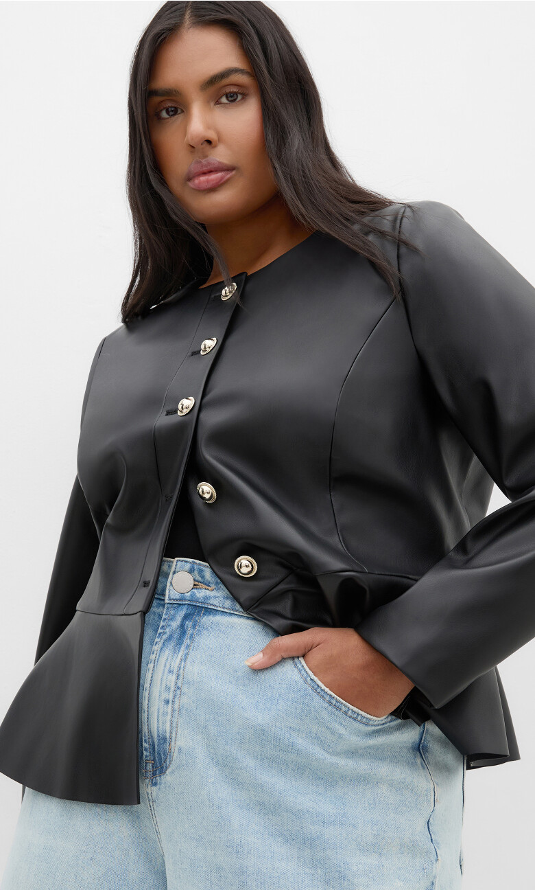 Plus Size Renee Faux Leather Jacket - Black