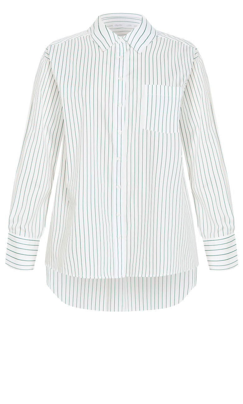 Chiara Stripe Cotton Longline Shirt - ivory