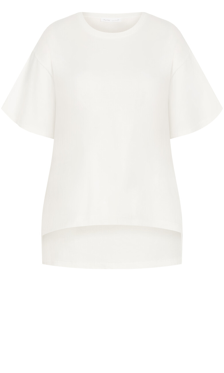 Oversized Split Hem Cotton Tee - ivory