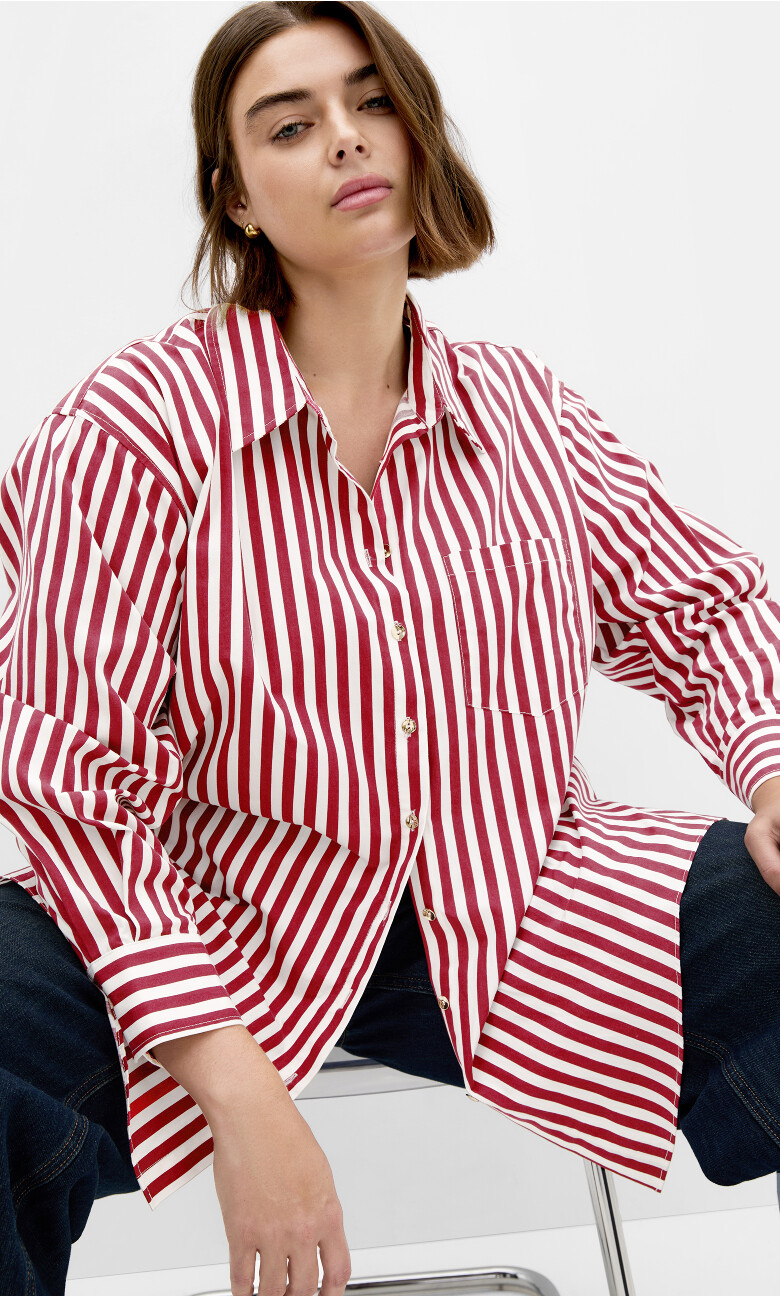 Plus Size Shirt Lilia Stripe - Cherry Stripe (UPDATED)
