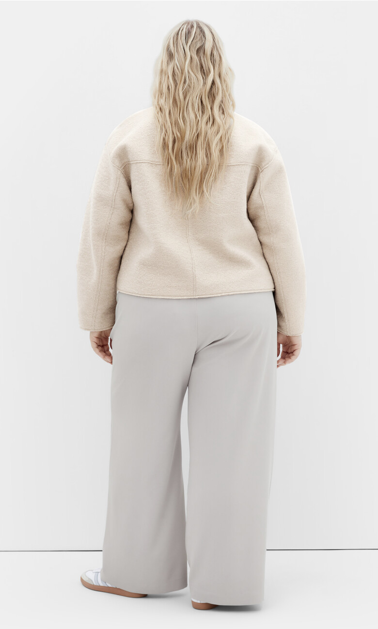 Boucle Zip Front Jacket - taupe