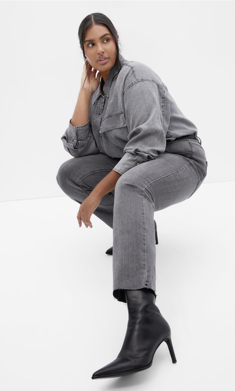 Plus Size Asha Lily Crop Jean - Grey Wash