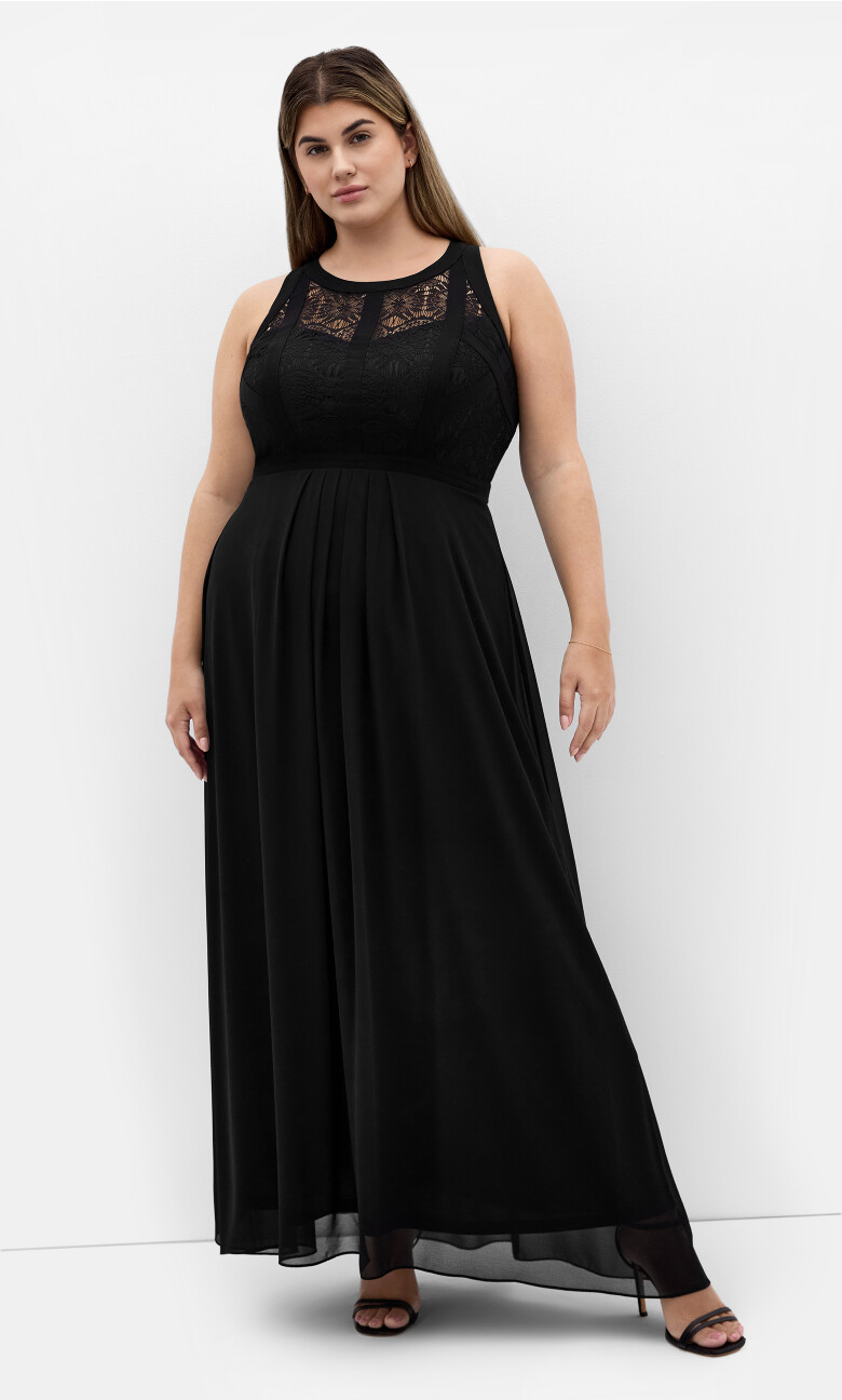 Plus Size Panelled Bodice Maxi Dress - black
