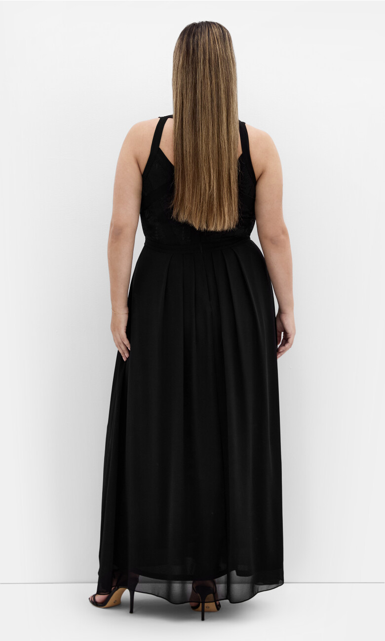 Panelled Bodice Maxi Dress - black