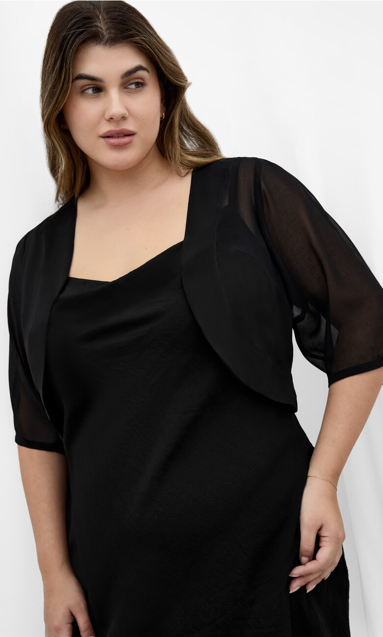 Plus Size Chiffon Shrug - Black (UPDATED)
