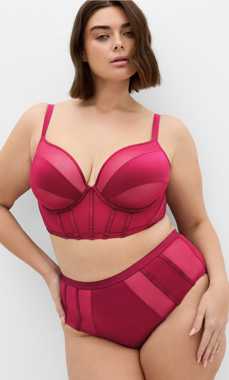 Plus Size Brigitte Contour Longline Bra - sangria