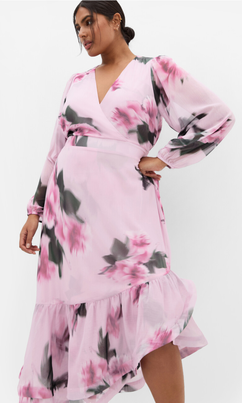 Plus Size Annalise Print Maxi Dress - soft pink