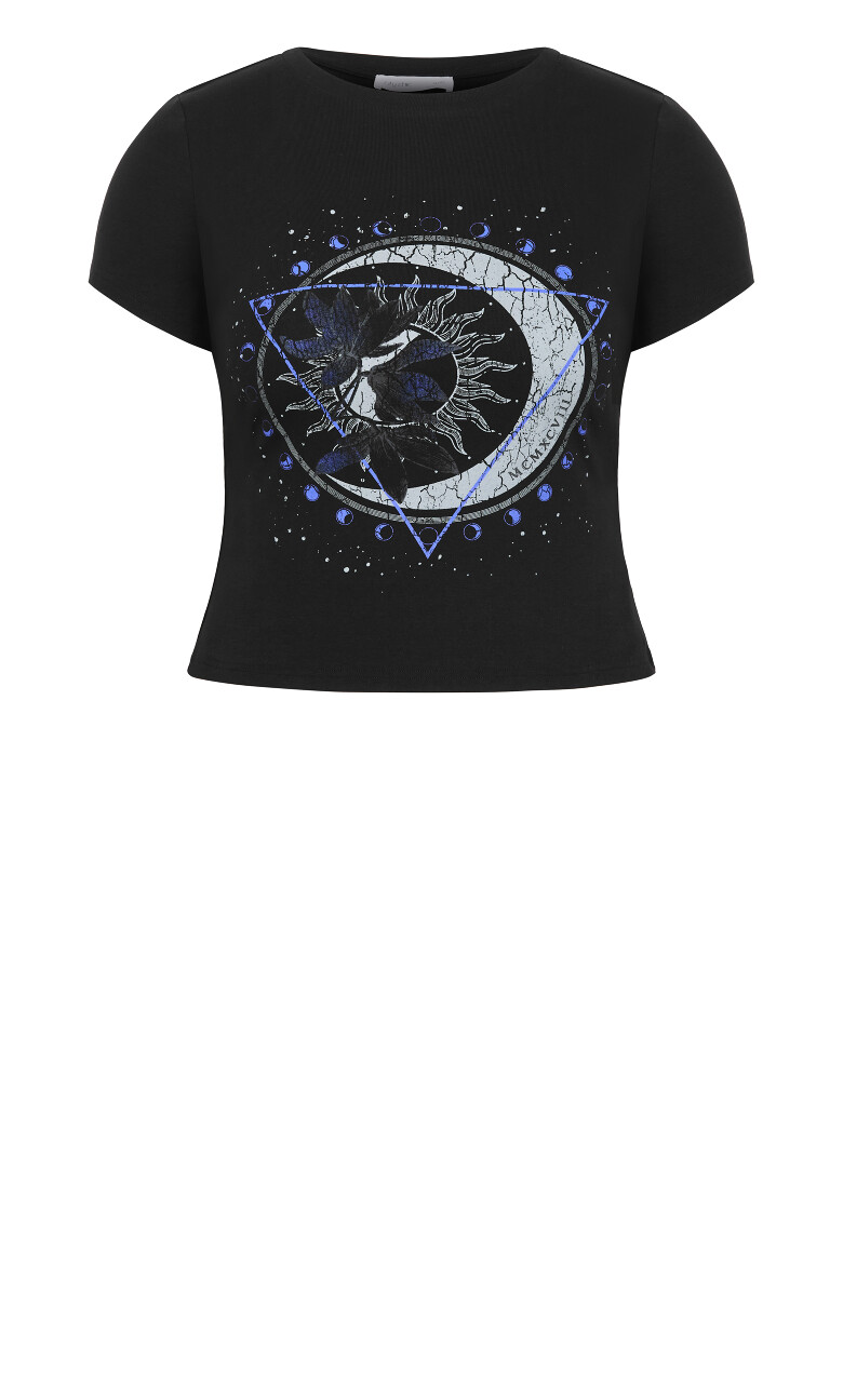 Micro Blue Moon Print Tee - black