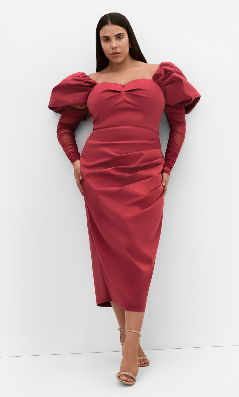 Plus Size Valentine Off Shoulder Dress - crimson