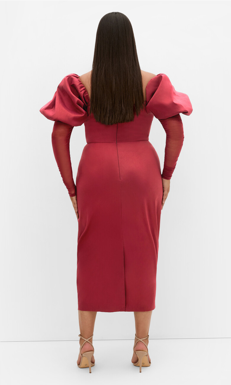 Valentine Off Shoulder Dress - crimson