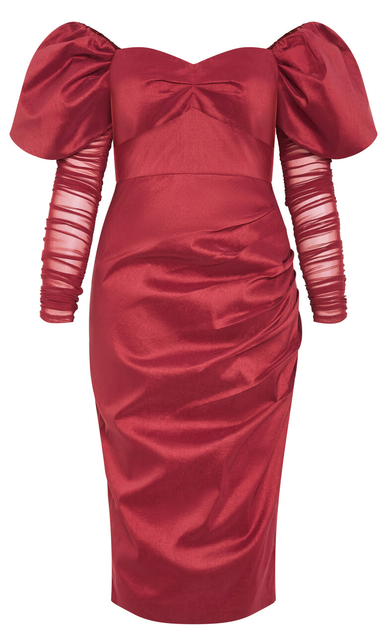 Valentine Off Shoulder Dress - crimson