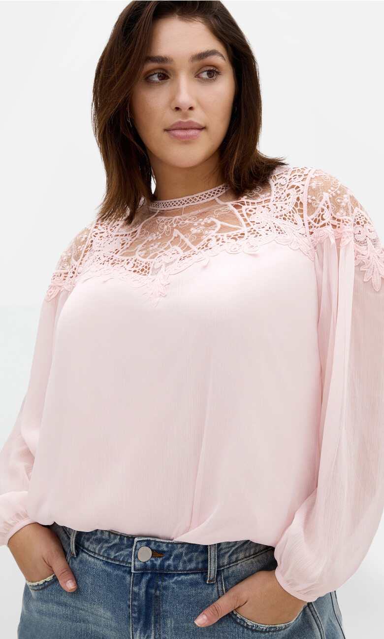 Plus Size Emilee Lace Shirt - light pink (UPDATED)