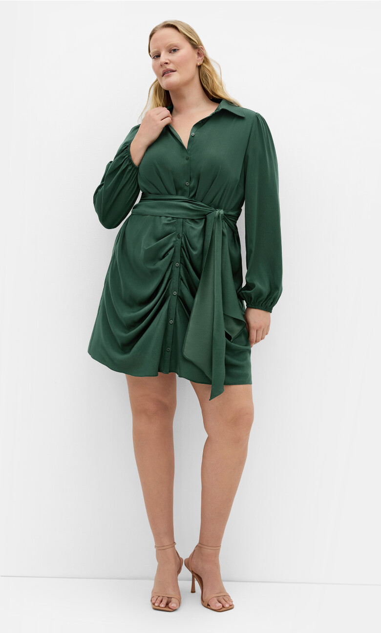 Plus Size Lianna Gathered Midi Dress - Emerald (UPDATED)