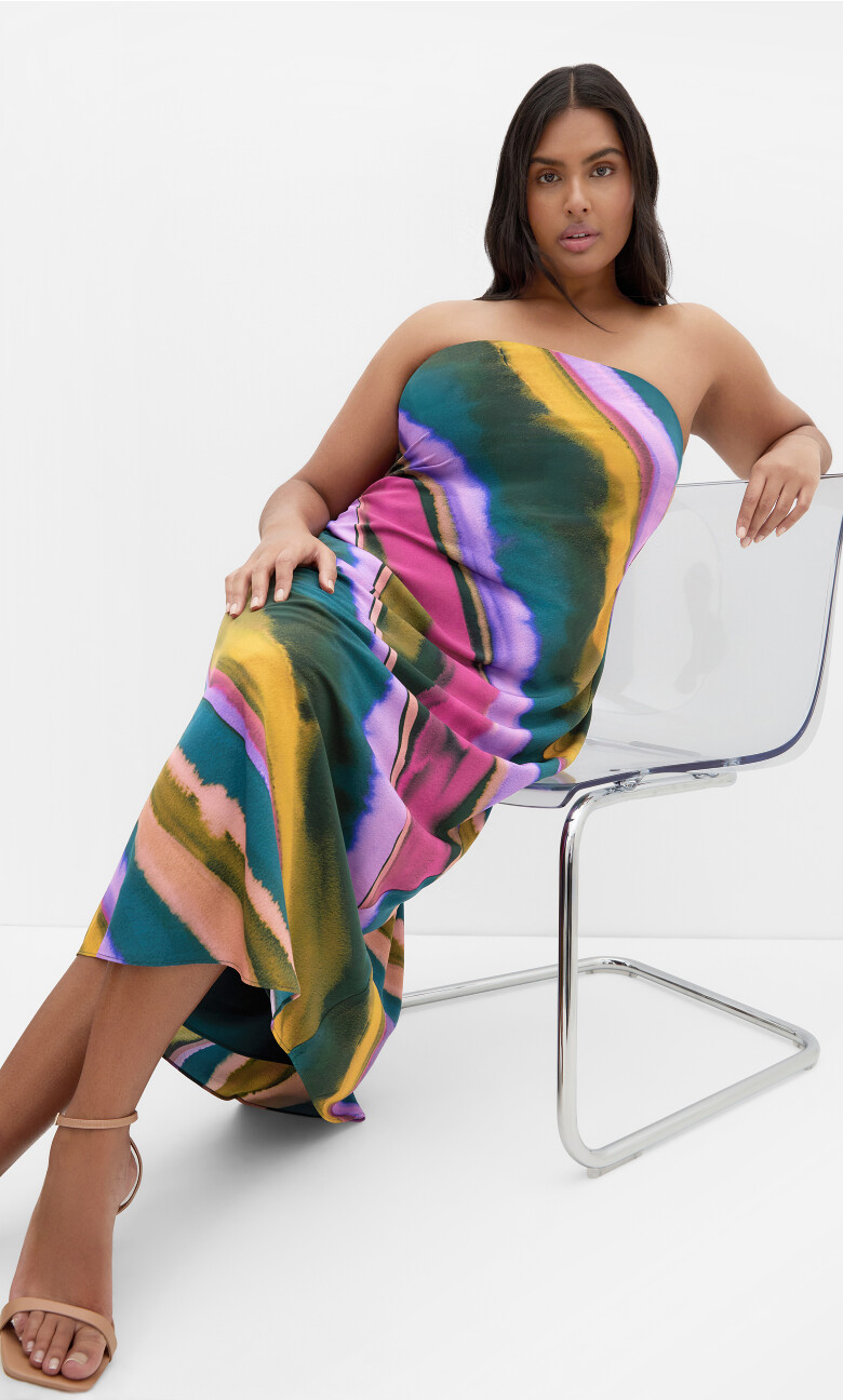 Plus Size Dress Ines Print - Blurred Horizon 