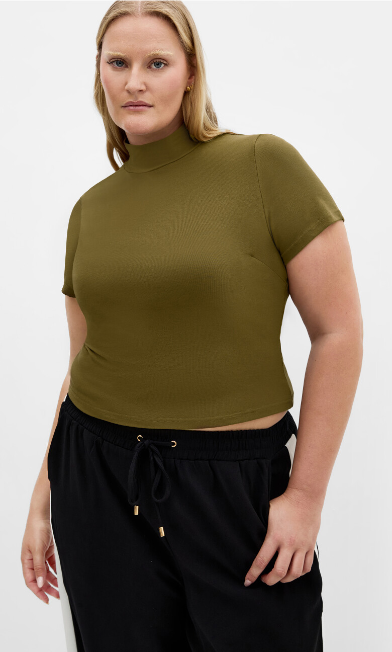 Plus Size Top Callie Rib - Khaki