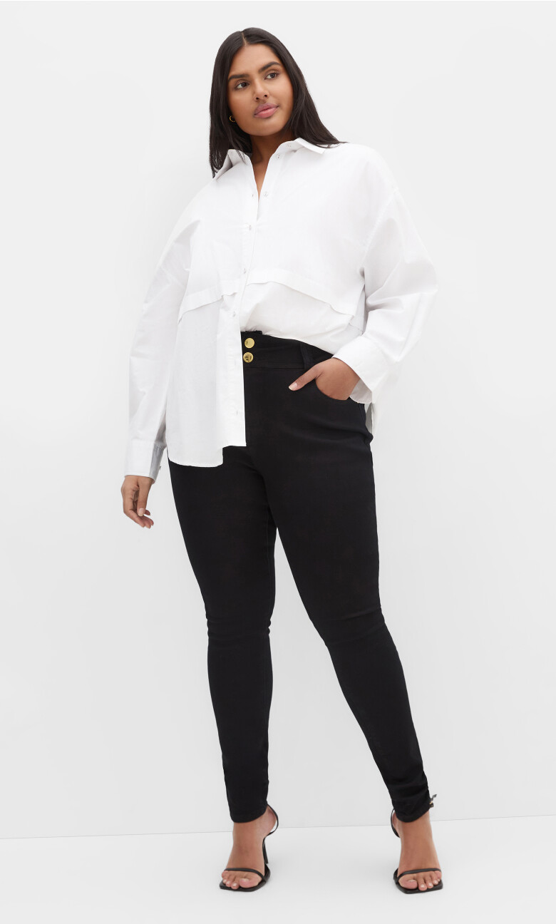 Plus Size Asha Fit Skinny Short Jean - black