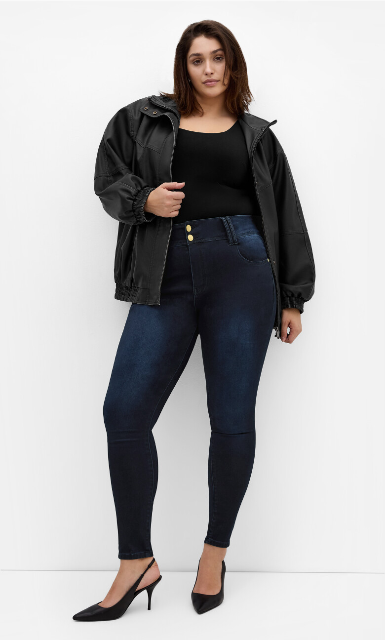 Plus Size Asha Fit Skinny Short Jean - dark wash