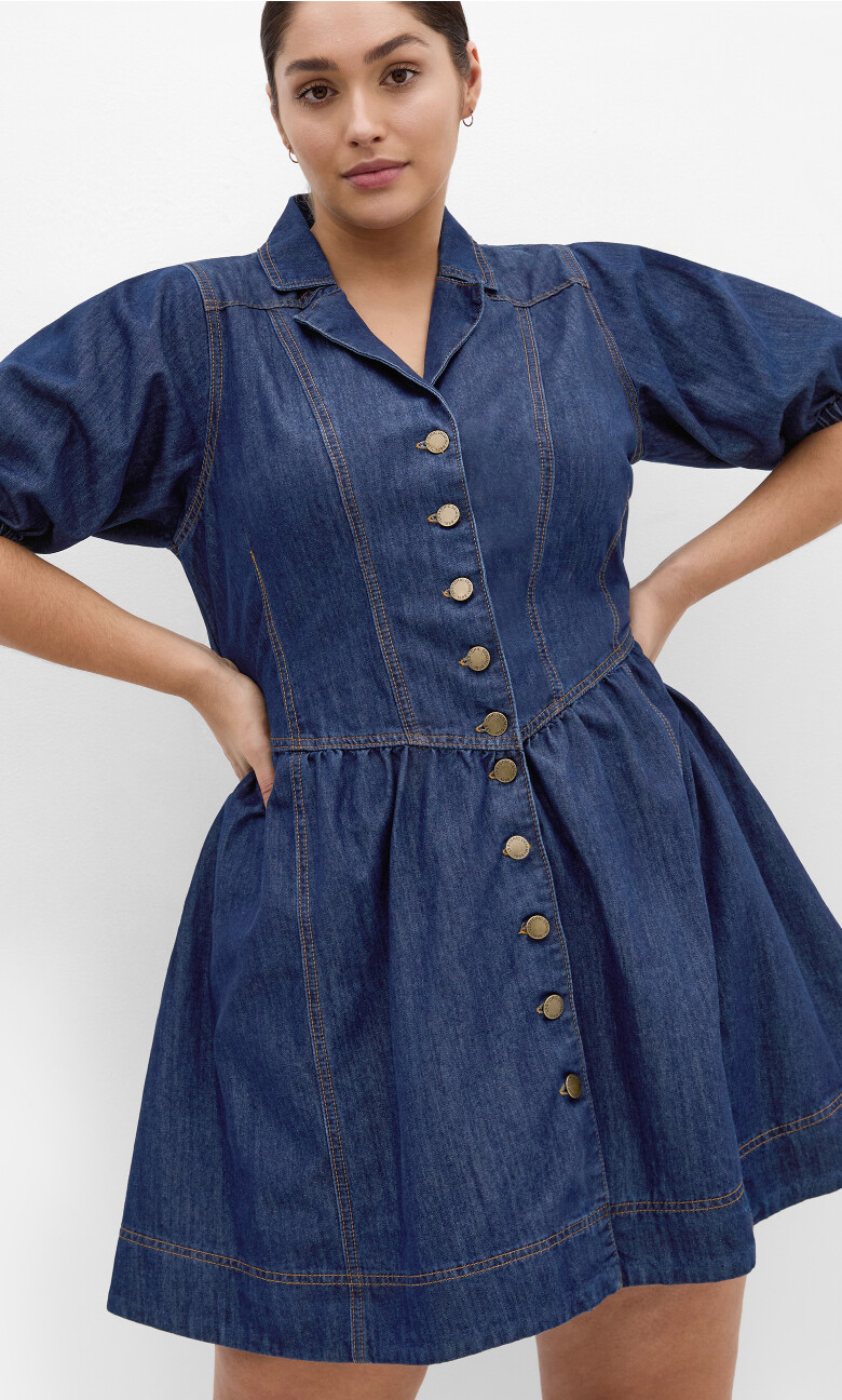 Plus Size Kai Denim Mini Dress - dark wash
