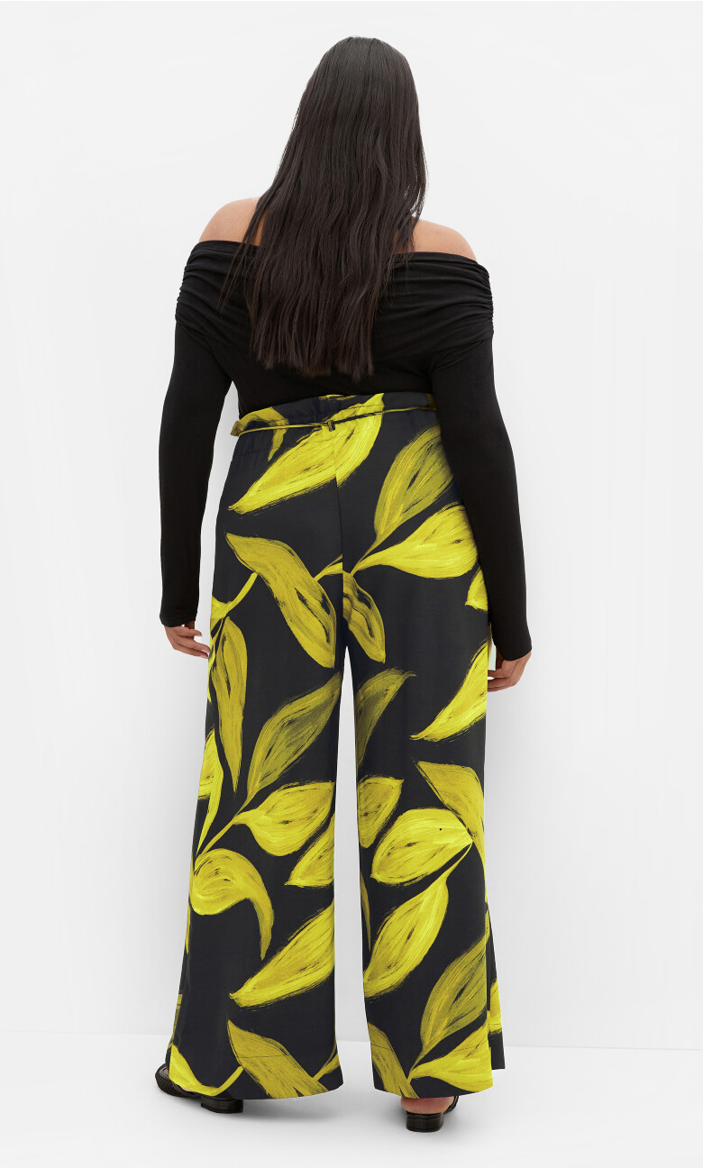 Shania Zest Print Wide Leg Pant - black
