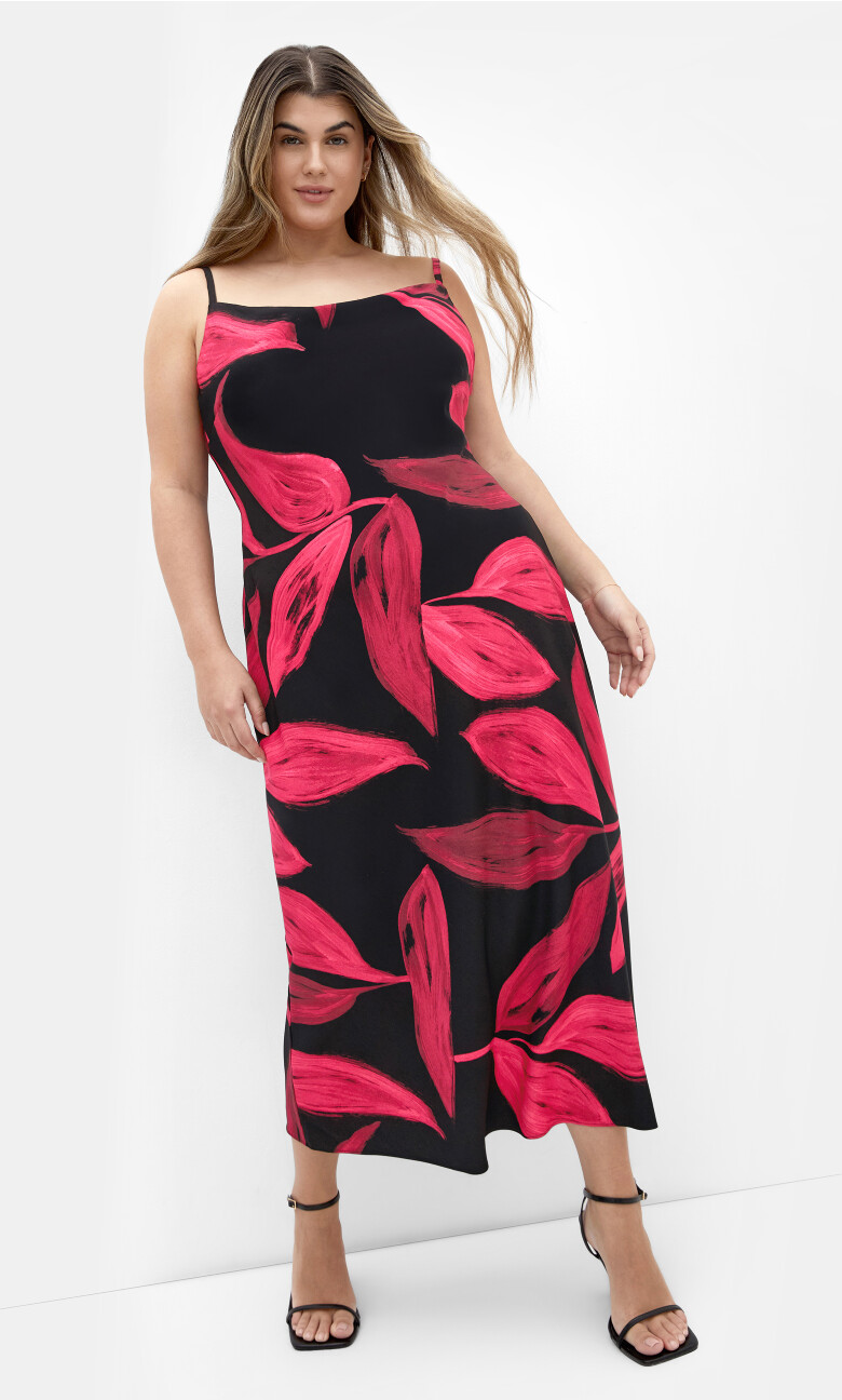 Plus Size Abstract Print Dress - black
