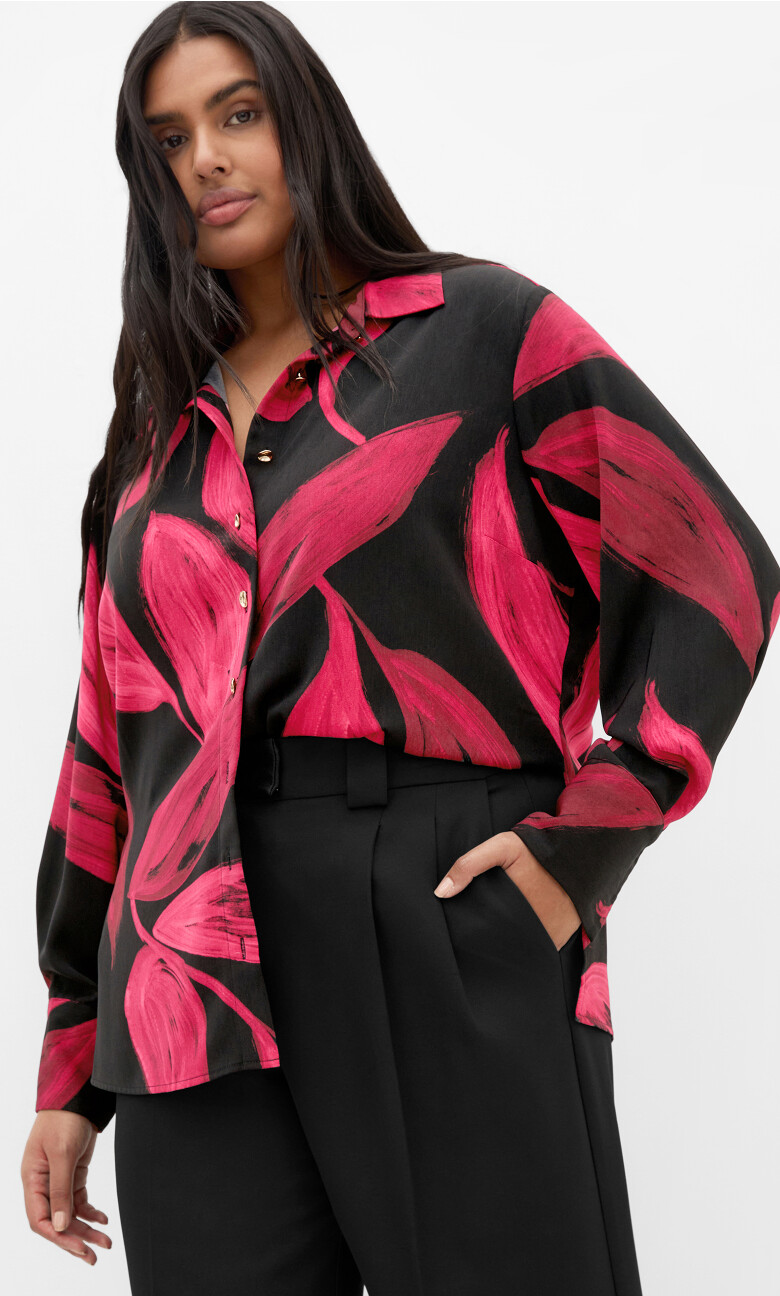 Plus Size Shania Abstract Print Shirt - black (UPDATED)