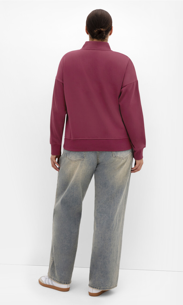 Bliss Half Zip Sweatshirt - cherry