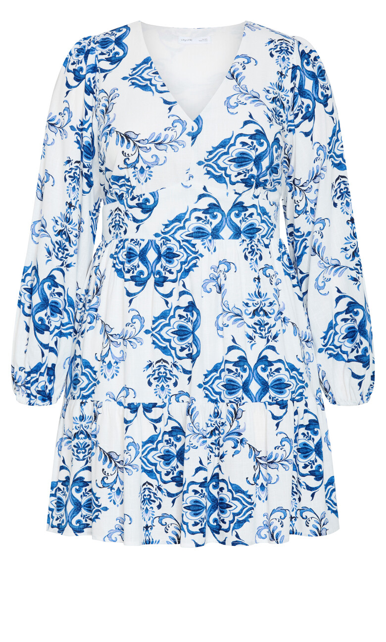 Winslow Long Sleeve Print Dress - white