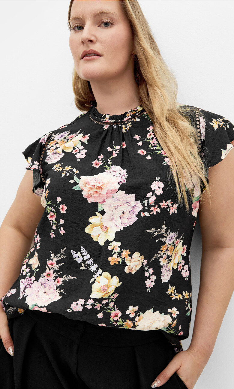 Plus Size Lori Print Top - black (UPDATED)