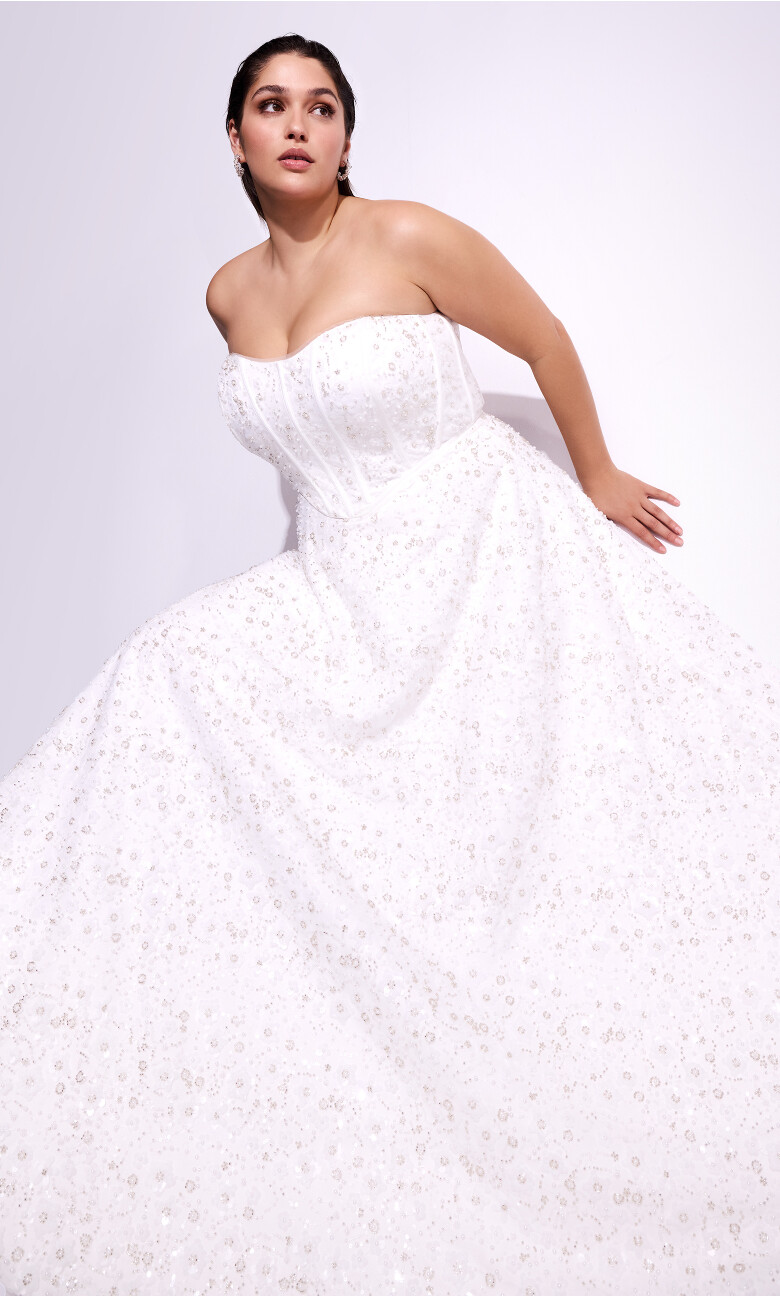 Plus Size Magnetise Strapless Maxi Dress - ivory