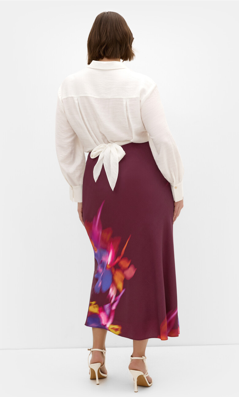 Sienna Print Midi Skirt - dark cherry
