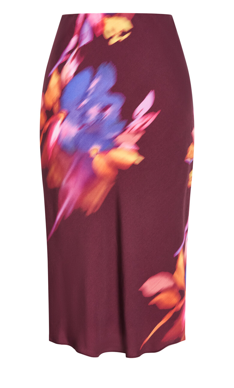 Sienna Print Midi Skirt - dark cherry