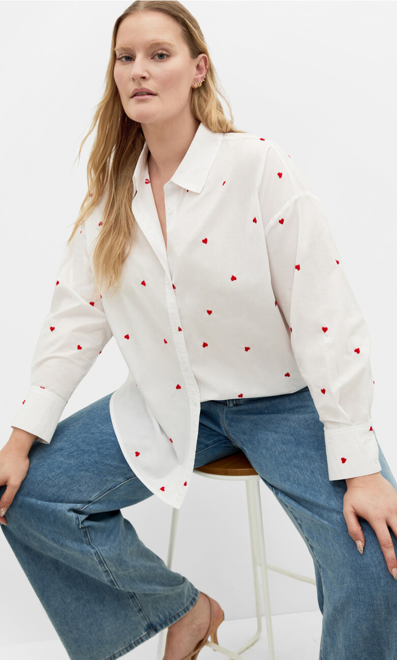 Plus Size OK Cupid Cotton Shirt - white